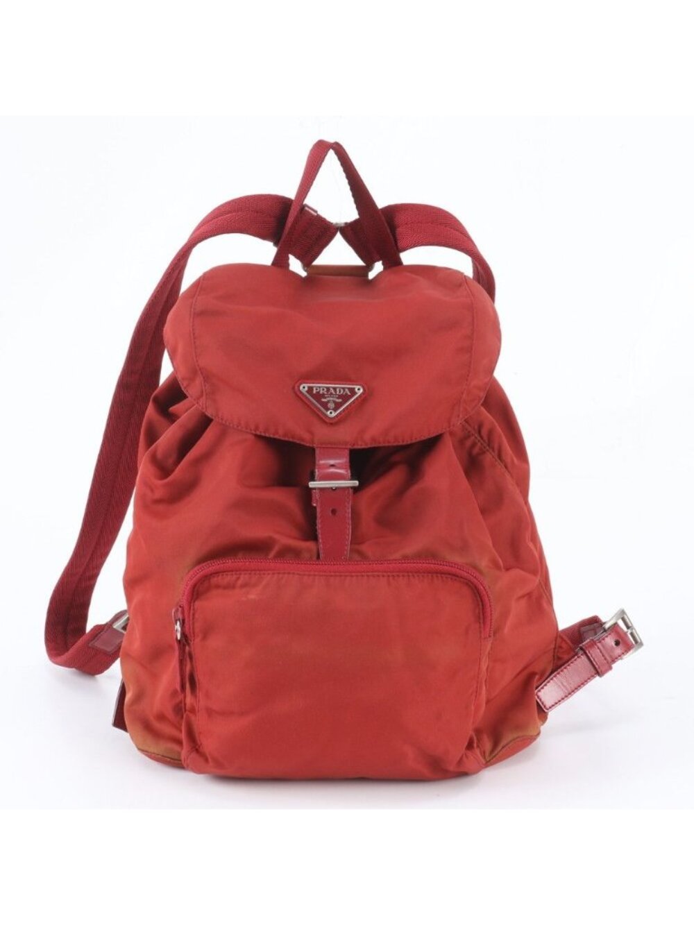 Prada Tessuto Nylon Triangle Logo Leather Backpack Shoulder Bag